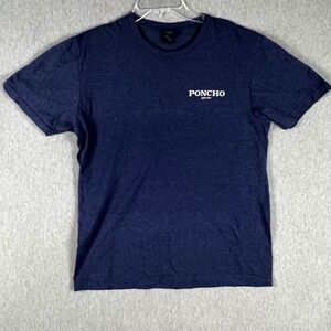 Poncho Outdoors Fishing Shirt Mens Medium Blue Graphic T-Shirt Austin Texas